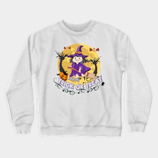 Cute cartoon Happy Halloween.Trick or Treat. Crewneck Sweatshirt